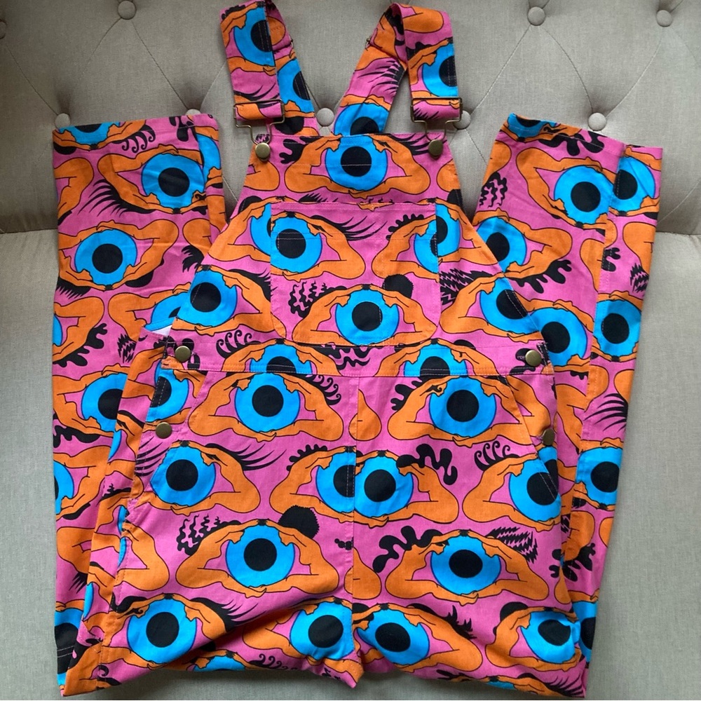 Nooworks Psychedelic Eyes Carpenter Overalls, xsmall XS